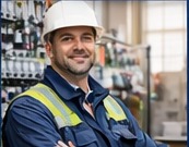 Profissional de engenharia elétrica com equipamentos de proteção